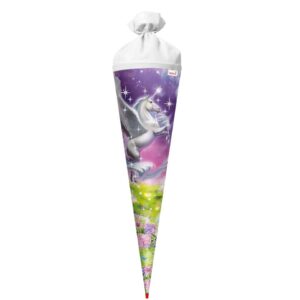 Schultüte Magic Pegasus - rund, lila/weiß, 70 cm