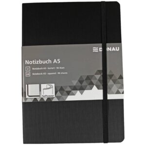 Notizbuch - A5, kariert, 192 Seiten, schwarz