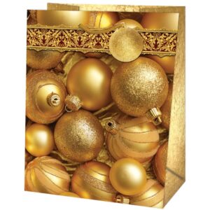 Weihnachts-Geschenktragetasche Kugeln gold - 26,7 x 33 x 13,7 cm