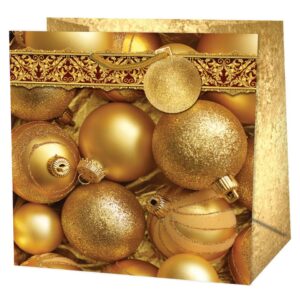 Weihnachts-Geschenktragetasche Kugeln gold - 15 x 14,5 x 6 cm