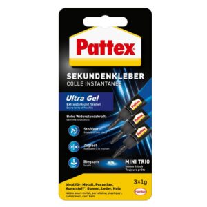 Sekundenkleber Ultra Gel - 3x1g, extra stark, flexibel