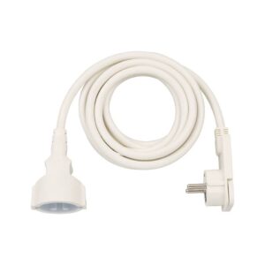 Qualitäts-Kunststoff-Verlängerungskabel - 3 m, weiß, H05VV-F 3G1,5, mit Flachstecker