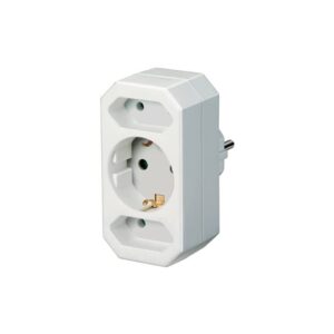Steckdosenadapter - 3-fach, weiß, 2x Euro/1x Schutzkontakt