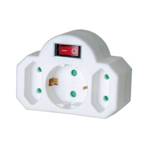Adapter-Schutzkontakt - 3-fach, weiß, Euro-Steckdose Schalter und Kinderschutz, Blister