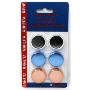 Magnet Edelstahl - Ø 30 mm, 6 Stück, kratzfest, sortiert