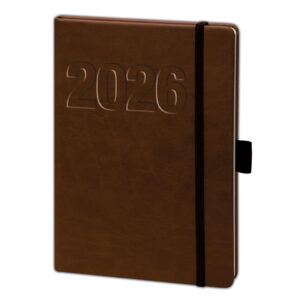 Buchkalender V-book - A5, 1 Woche / 2 Seiten, Kunstleder, braun