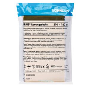 Rettungsdecke - 210 x 160 cm, silber-gold