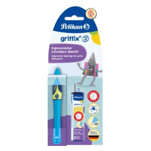 griffix® Bleistift - Neon Fresh Blue, Linkshänder, Faltschachtel mit Eurolochung