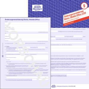 Änderungsvereinbarung Home-/Mobile-Office, A4, SD, 4-fach Satz