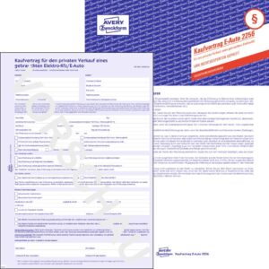 2256 Kaufvertrag - gebrauchtes Kfz E-Auto, DIN A4, selbstdurchschreibend