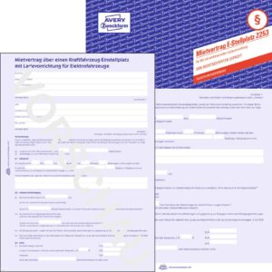 2253 Mietvertrag - Einstellplatz E-Autos, DIN A4, selbstdurchschreibend