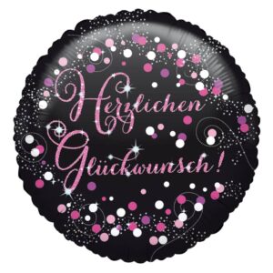 Folienballon Herzlichen Glückwunsch pink - Ø 43 cm