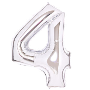 Folienballon XL Zahl 4 - 63 cm, silber