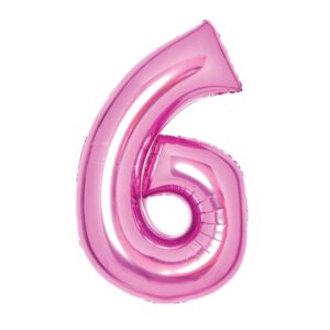Folienballon XL Zahl 6 - 63 cm, pink