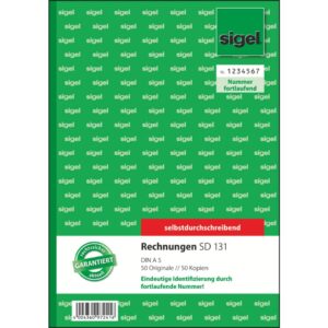 Rechnungen mit fortlfd. Nummerierung - A5, 1. u. 2. Blatt bedruckt, SD, MP, 2 x 50 Blatt