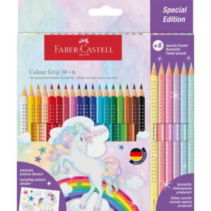 Buntstifte Colour GRIP Einhorn - 18+6 Farben, Kartonetui inkl. Aufkleber