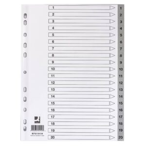 Zahlenregister - 1 - 20, PP, A4, 20 Blatt + Indexblatt, grau