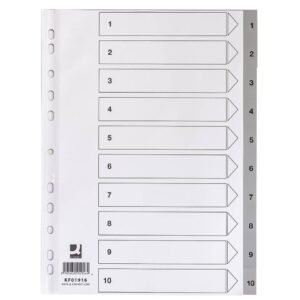 Zahlenregister - 1 - 10, PP, A4, 10 Blatt + Indexblatt, grau