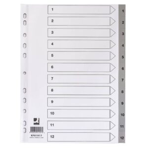 Zahlenregister - 1 - 12, PP, A4, 12 Blatt + Indexblatt, grau