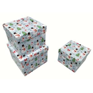 Weihn. Geschenkkarton Kind Schneemann - 3-tlg.