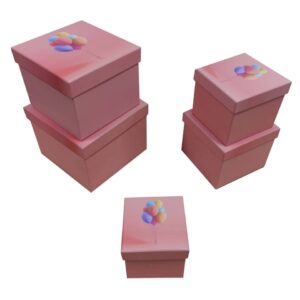 Geschenkkarton Luftballon - 5-tlg. Würfel, rosa