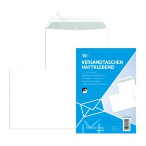 Versandtaschen C5 (162x229 mm) ohne Fenster, haftklebend, 90 g/qm, weiß, 10 Stück