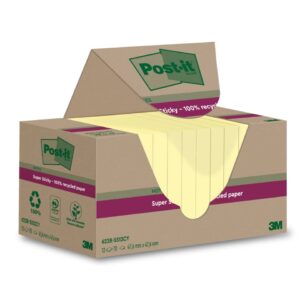 Haftnotiz Super Sticky 100% Recycling Notes - 47,6 x 47,6 mm, gelb, 12x 70 Blatt