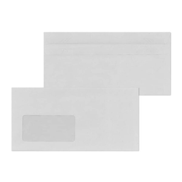 Briefumschläge Recycling - DIN lang (220x110 mm), mit Fenster, selbstklebend, 75g/qm, 1.000 Stück
