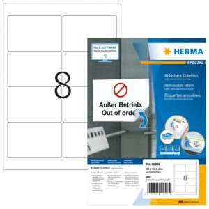 10308 Universaletiketten - 96 x 63,5 mm, weiß, ablösbar, matt, 800 Stück