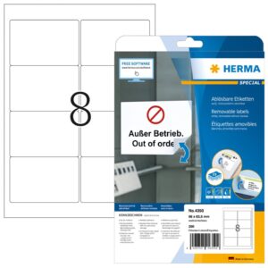 4350 Etiketten A4 weiß 96x63,5 mm Movables/ablösbar Papier matt 200 St.