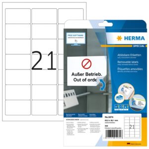 5074 Adressetiketten A4 weiß 63,5x38,1 mm repositionierbar Papier matt 525 St.