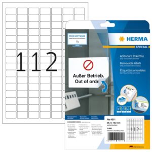 4211 Etiketten A4 weiß 25,4x16,9 mm Movables/ablösbar Papier matt 2800 St.