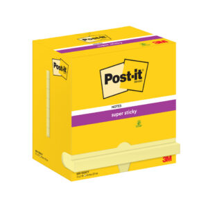 Haftnotizblock Super Sticky Notes, 76x127mm, 12x90 Blatt, gelb