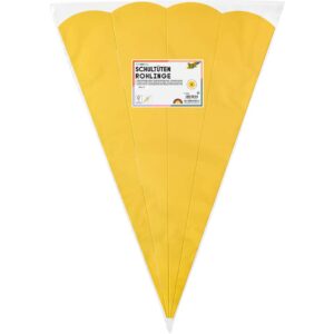 Schultüten Rohling - 68 cm, sechseckig, gelb, 5er Pack