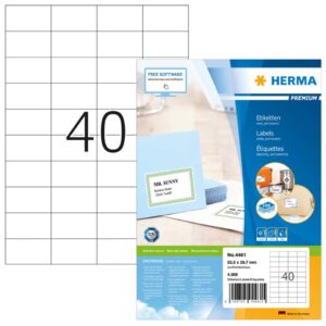 4461 Etiketten Premium A4, weiß 52,5x29,7 mm Papier matt 4000 St.