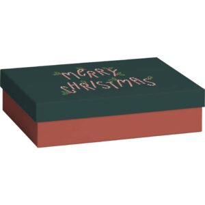 Weihn. Geschenkkarton Wim - 24 x 6 x 16 cm, grün/rot