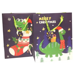 Weihnachts-Geschenktragetasche Kind Dino 2 Motive sortiert - 26 x 32 x 12 cm