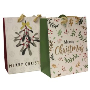 Weihnachts-Geschenktragetasche Zweige 2 Motive sortiert - 18 x 23 x 10 cm