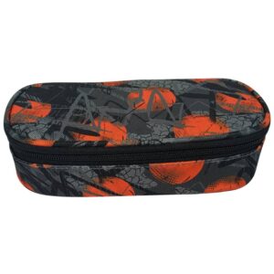 Schüleretui Motiv orange/schwarz - oval klein, 21 x 5,5 x 10,5 cm, 1 Fach, ungefüllt
