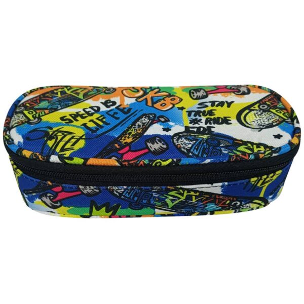 Schüleretui Motiv Skater - oval klein, 21 x 5,5 x 10,5 cm, 1 Fach, ungefüllt