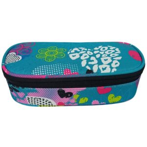 Schüleretui Motiv Heart & Flowers - oval klein, 21 x 5,5 x 10,5 cm, 1 Fach, ungefüllt