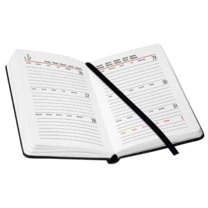 Buchkalender V-book - A6, 1 Woche / 2 Seiten, Kunstleder, schwarz