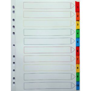 Zahlenregister - 1 - 10, Karton, A4, 10 Blatt + Indexblatt, weiß