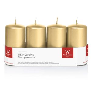 Stumpenkerze - 100 x 50 mm, 4 Stück, gold