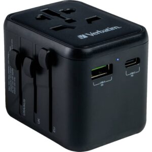 Ladeadapter Universal Travel - UTA-02, Anschlüsse für USB Typ-A/C & Stromstecker, schwarz