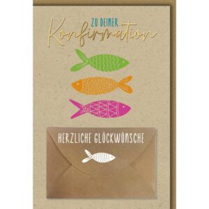 Konfirmationskarte Graspapier mit Geldscheinfach - inkl. Umschlag