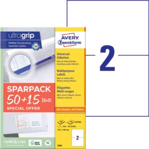 6604 Universal-Etiketten ultragrip - 210 x 148 mm, weiß, 130 Etiketten, permanent