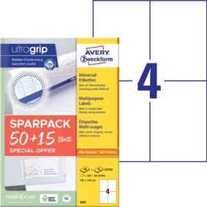 6601 Universal-Etiketten ultragrip - 105 x 148 mm, weiß, 260 Etiketten, permanent