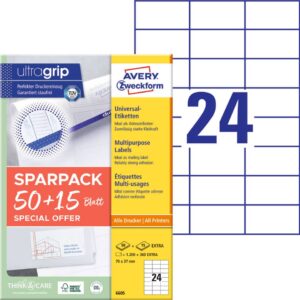 6605 Universal-Etiketten ultragrip - 70 x 37 mm, weiß, 1.560 Etiketten, permanent