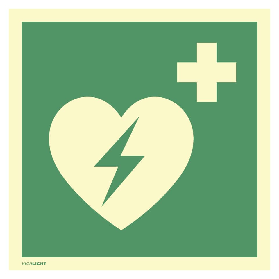 Automatisierter externer Defibrillator ISO 7010, Folie, nachl., 160-mcd, 200x200 mm